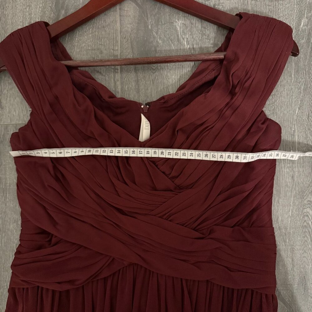 Davids Bridal Burgundy Chiffon Bridesmaid Dress Womens Size 10 - Picture 4 of 9